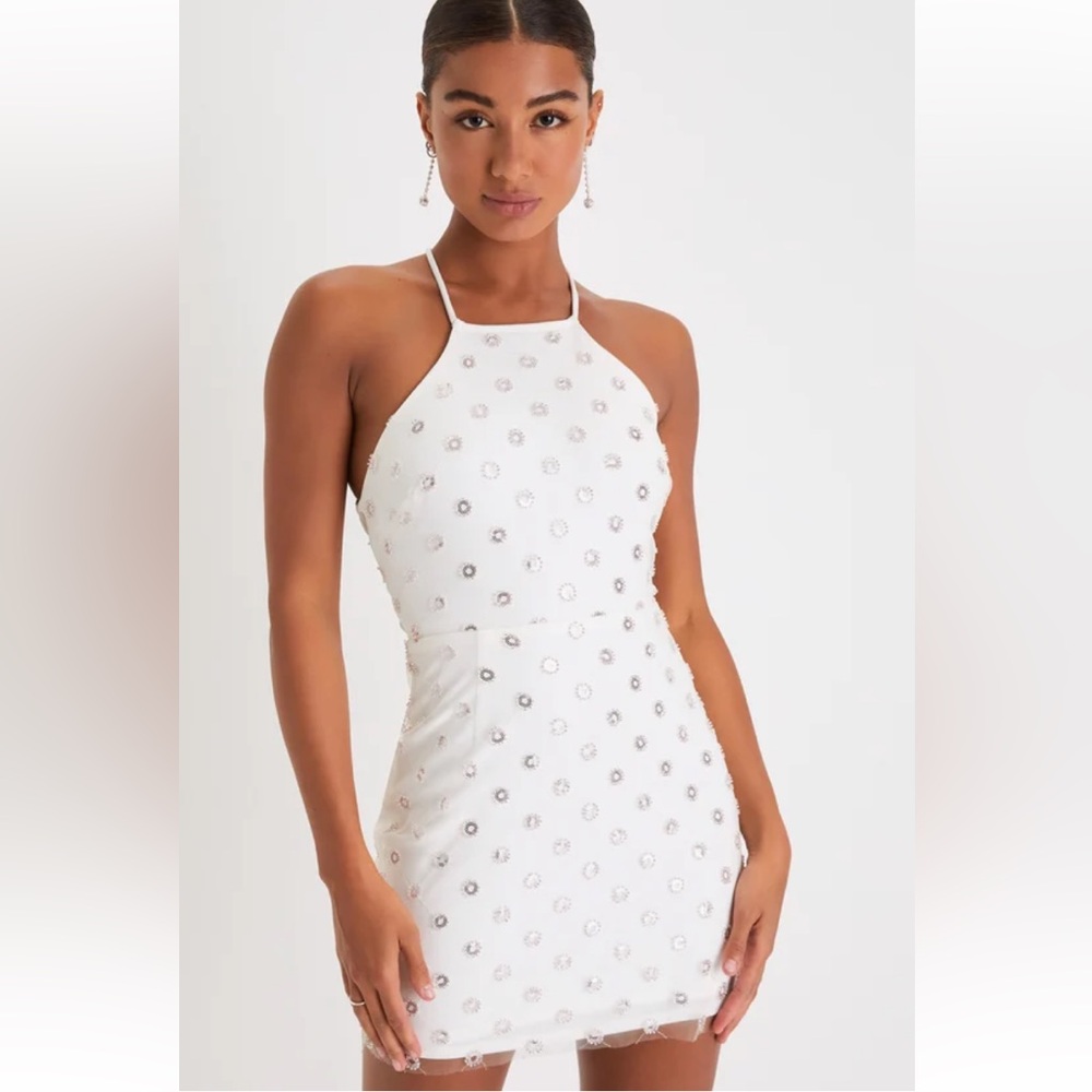 Lulus Sensational Confidence Halter Lace-Up Mini Dress
